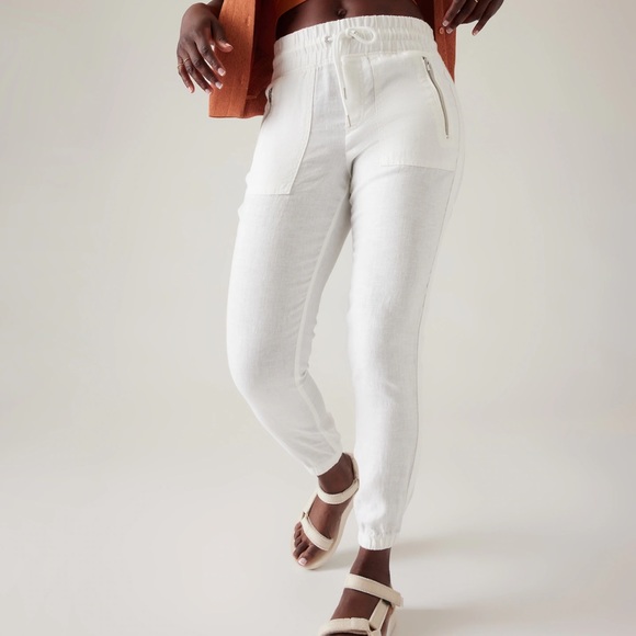 NWT Athleta White Cabo Linen Jogger 6T tall - Picture 2 of 13